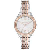 Michael Kors Mindy MK7077 Women’s Mother of Pearl Dial Two-Tone Bracelet Multi-Function Watch