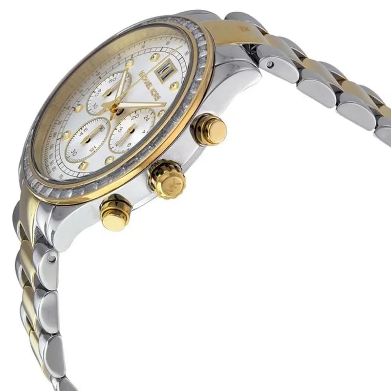 Michael Kors Brinkley MK6188 Women’s Silver & Gold Dial Two-Tone Chronograph Watch