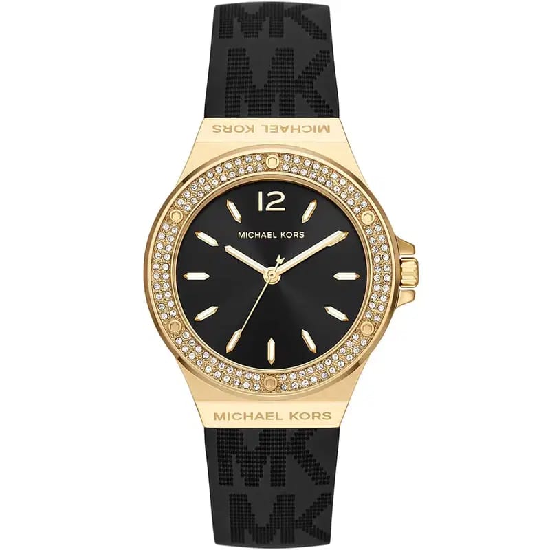 Michael Kors Lennox MK7281 Women’s Gold Case Black Silicone Strap Analog Watch