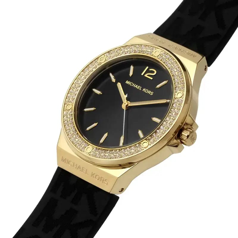 Michael Kors Lennox MK7281 Women’s Gold Case Black Silicone Strap Analog Watch