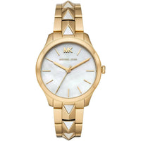 Michael Kors Runway MK6689 Women’s Gold Mother-of-Pearl Dial Pyramid-Link Bracelet Watch