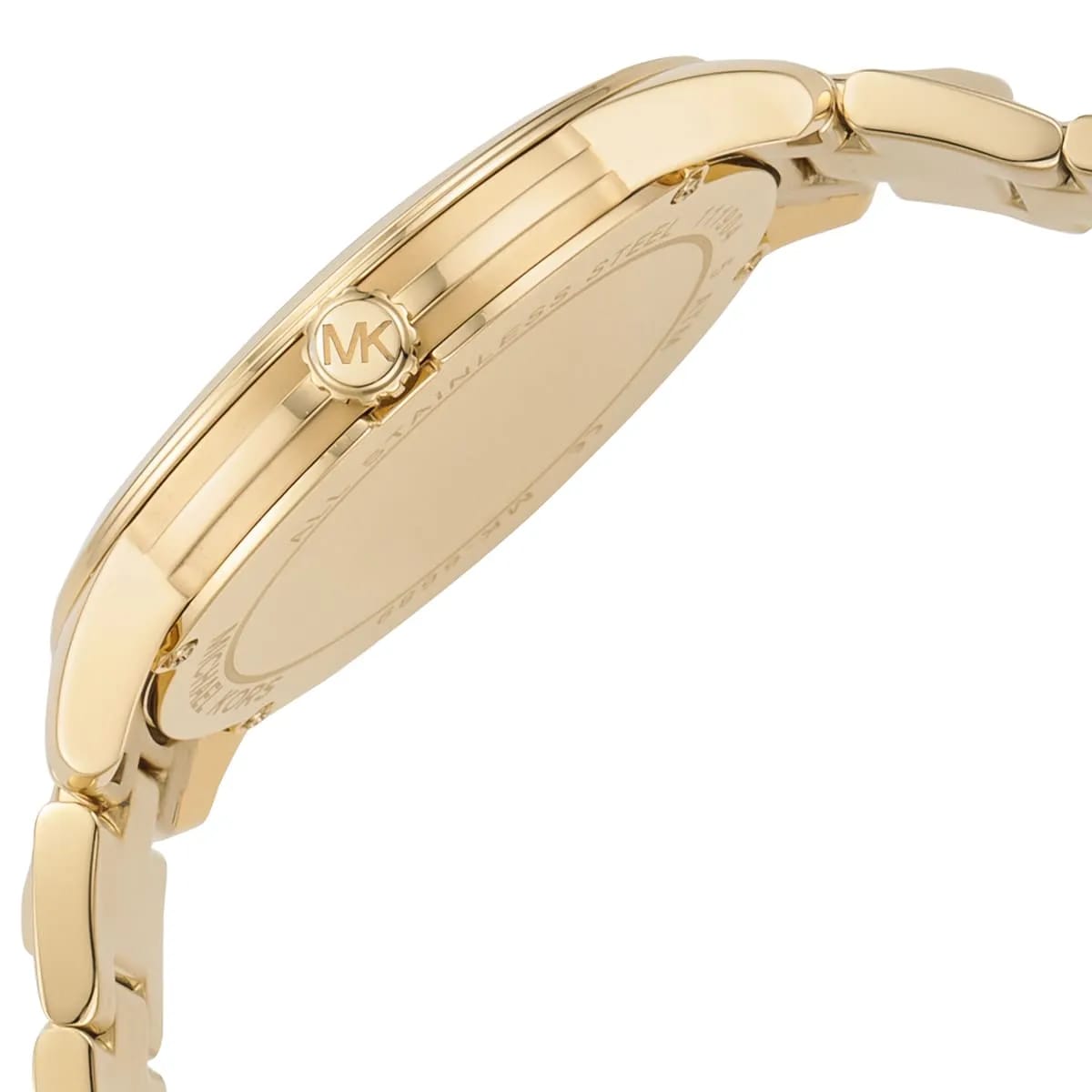 Michael Kors Runway MK6689 Women’s Gold Mother-of-Pearl Dial Pyramid-Link Bracelet Watch