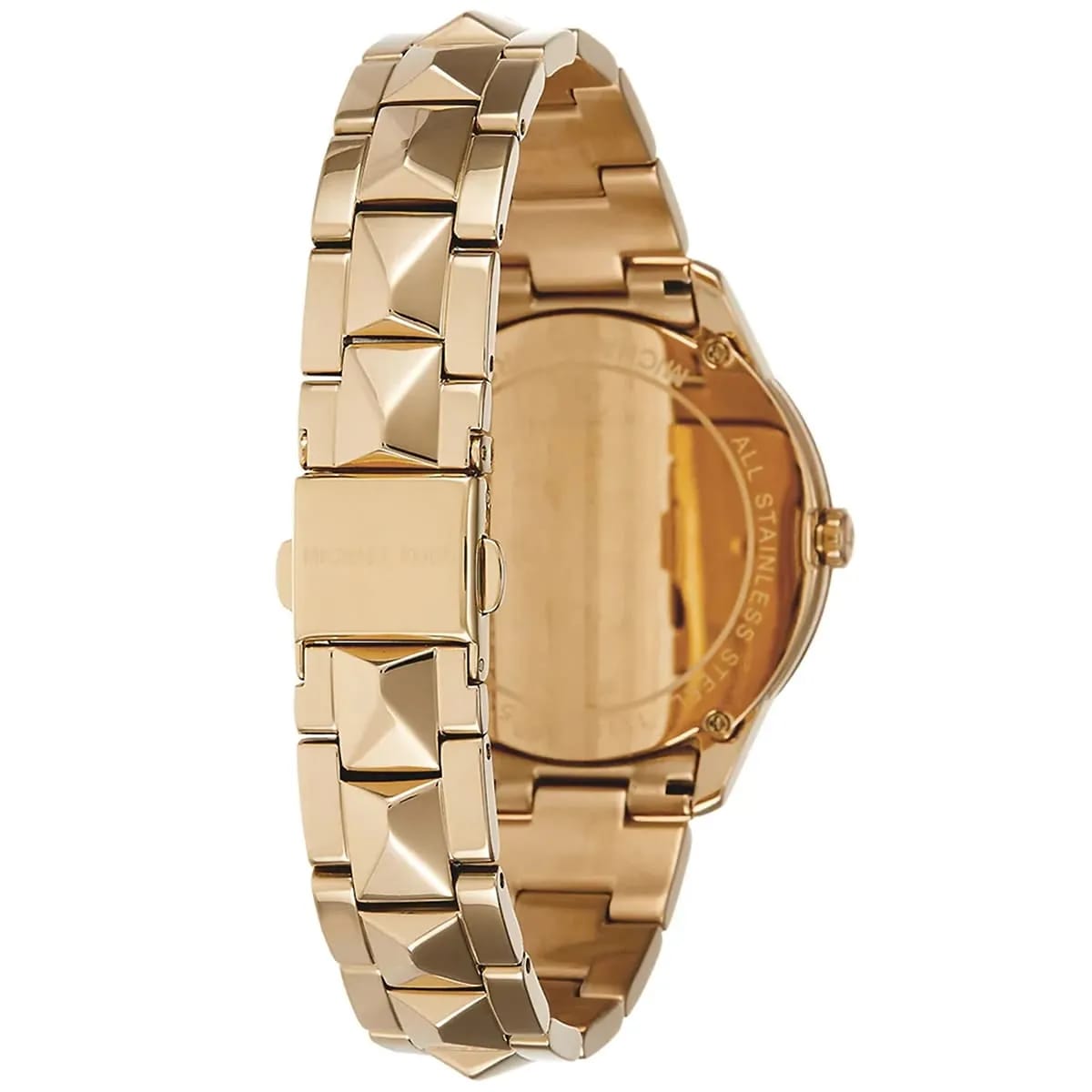 Michael Kors Runway MK6689 Women’s Gold Mother-of-Pearl Dial Pyramid-Link Bracelet Watch