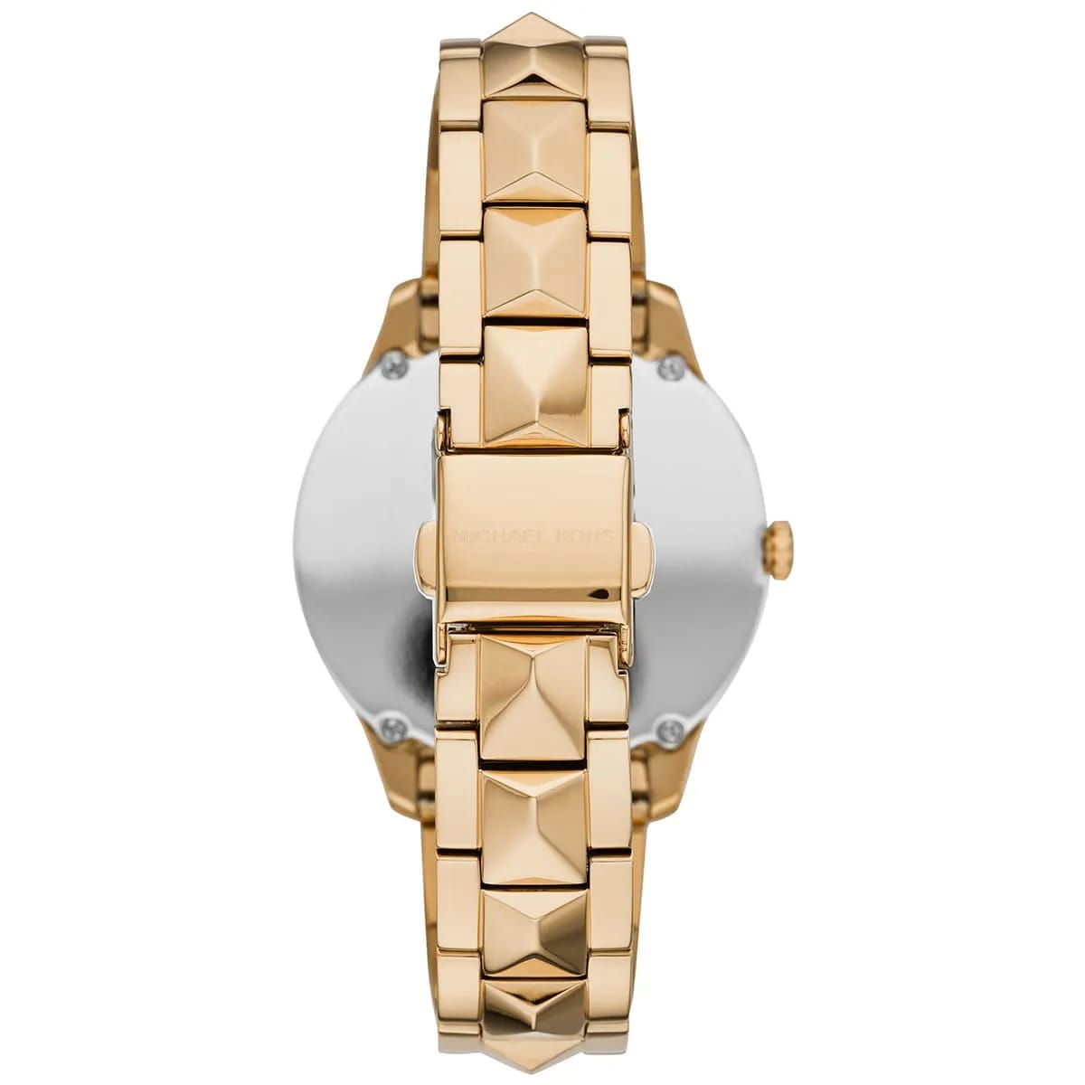 Michael Kors Runway MK6689 Women’s Gold Mother-of-Pearl Dial Pyramid-Link Bracelet Watch