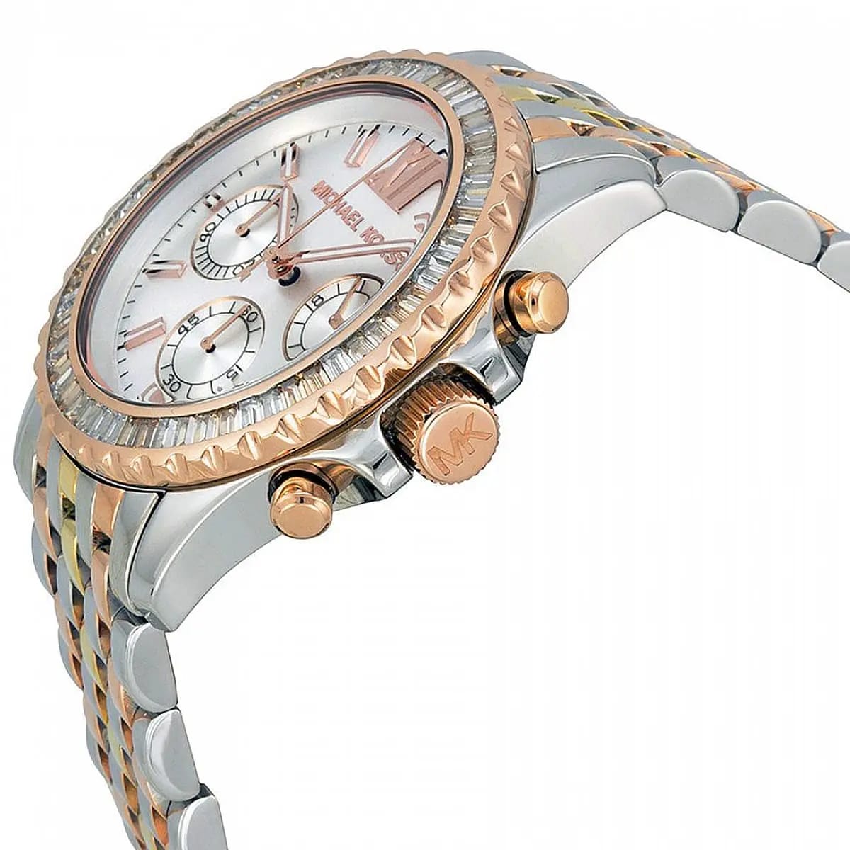 Michael Kors MK5876 Women’s Tri-Tone Baguette Bezel Chronograph Watch