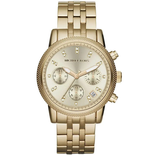 Michael Kors MK5676 Women’s Gold-Tone Crystal Ritz Chronograph Watch