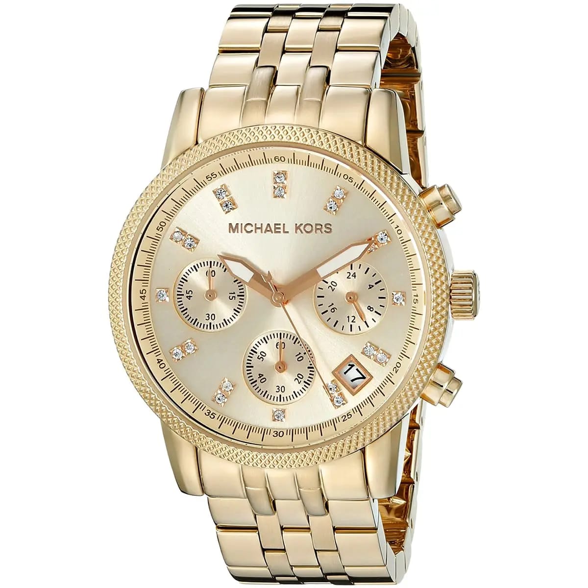 Michael Kors MK5676 Women’s Gold-Tone Crystal Ritz Chronograph Watch