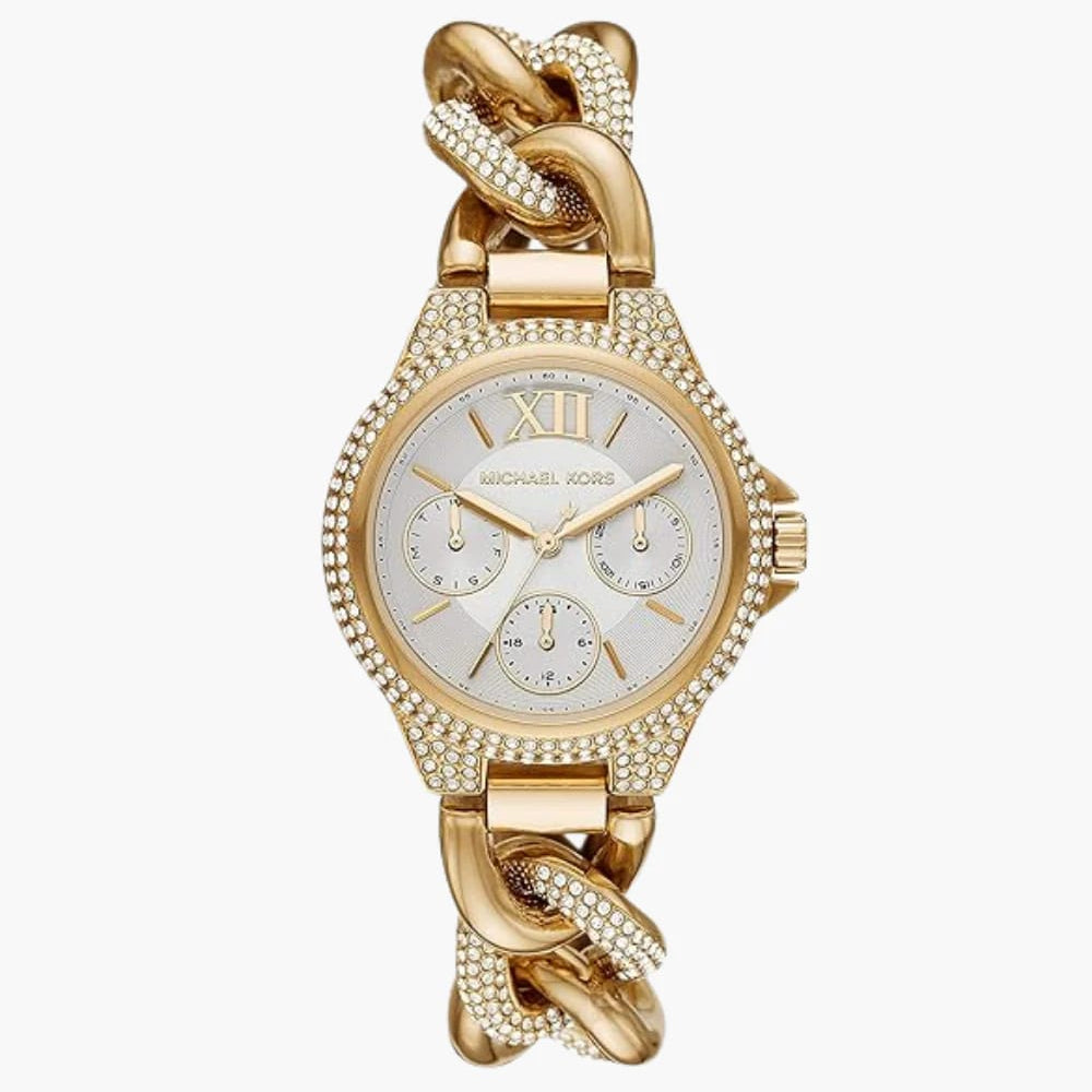 Michael Kors MK6842 Women’s Gold Mini Camille Crystal Chain-Link Watch