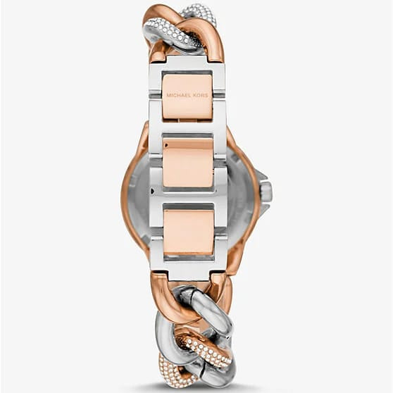 Michael Kors MK6843 Women’s Rose Gold & Silver Mini Camille Crystal Chain-Link Watch