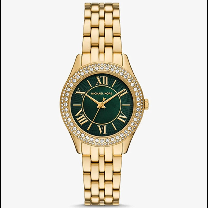 Michael Kors MK4870 Harlowe Women’s Gold Green Dial Crystal Watch