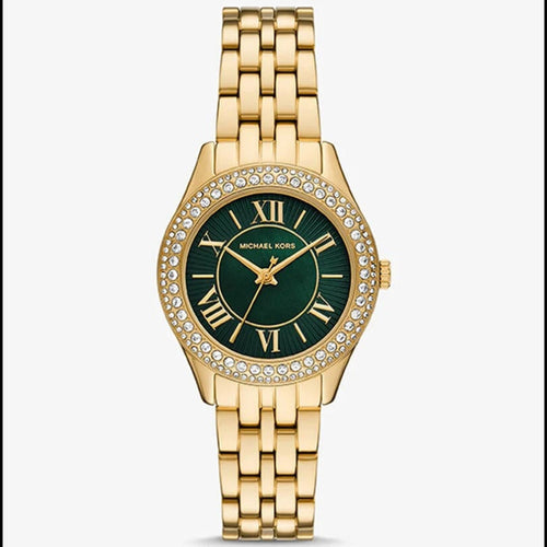 Michael Kors MK4870 Harlowe Women’s Gold Green Dial Crystal Watch