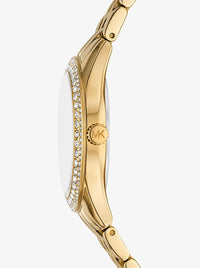 Michael Kors MK4870 Harlowe Women’s Gold Green Dial Crystal Watch