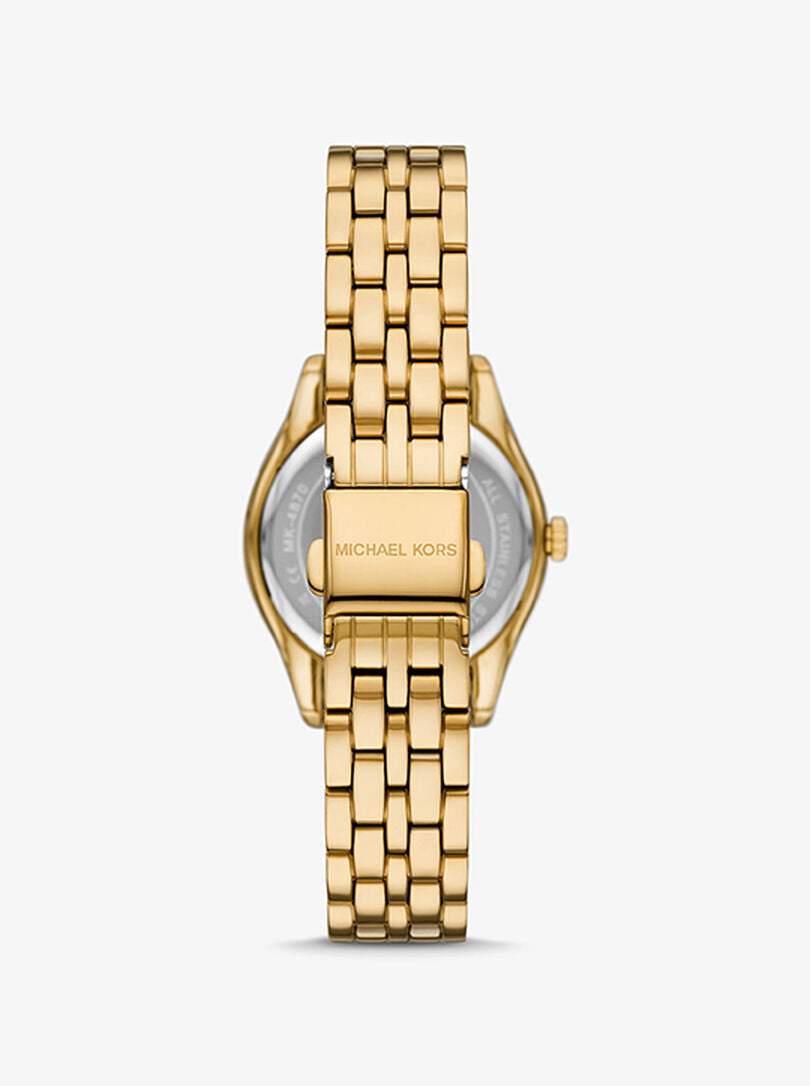 Michael Kors MK4870 Harlowe Women’s Gold Green Dial Crystal Watch