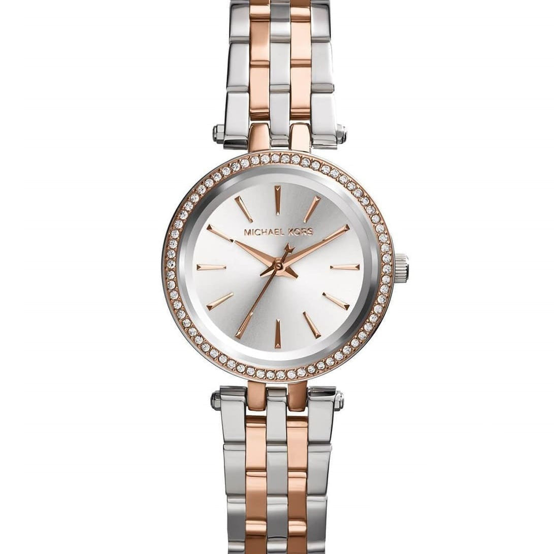 Michael Kors MK3298 Petite Darci Women’s Two-Tone Silver Rose Gold Crystal Watch