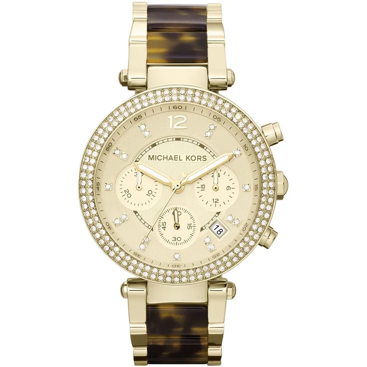 Michael Kors MK5688 Parker Women’s Gold Chronograph Tortoiseshell Crystal Watch