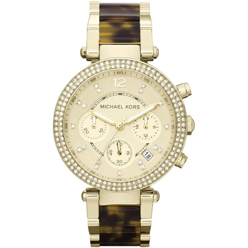 Michael Kors MK5688 Parker Women’s Gold Chronograph Tortoiseshell Crystal Watch