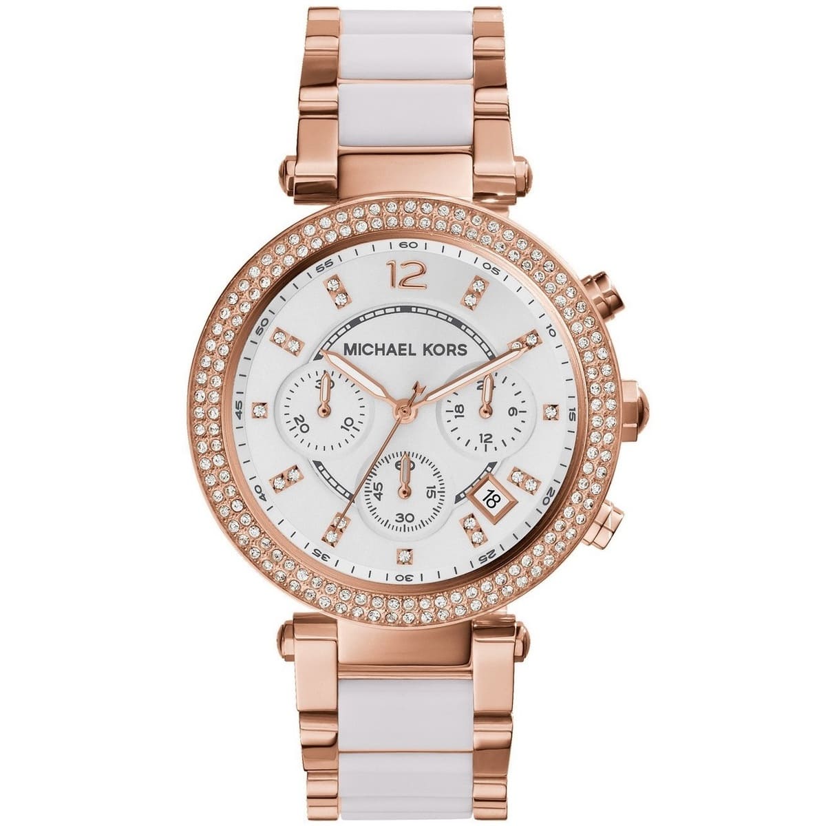 Michael Kors MK5774 Parker Women’s White Dial Rose Gold Chronograph Watch