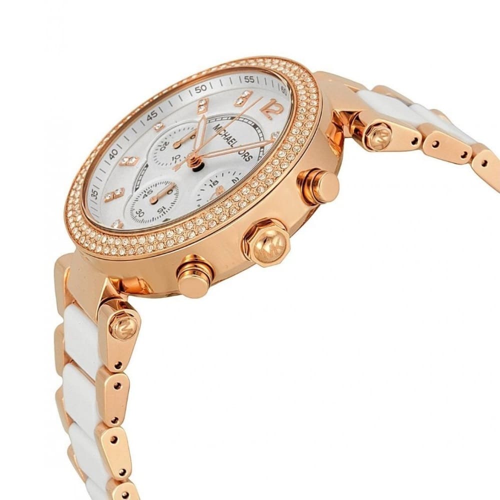 Michael Kors MK5774 Parker Women’s White Dial Rose Gold Chronograph Watch