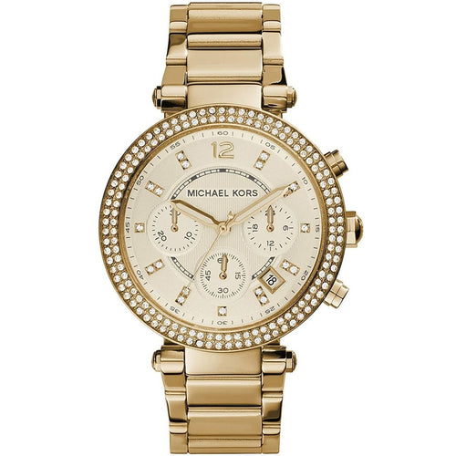 Michael Kors MK5354 Parker Women’s Gold Dial Gold-Tone Chronograph Watch
