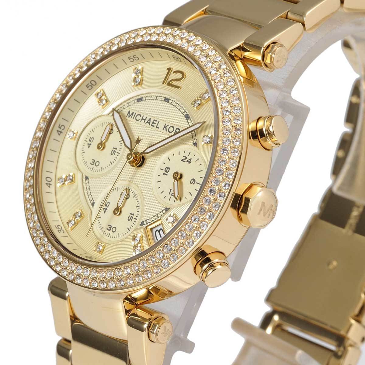 Michael Kors MK5354 Parker Women’s Gold Dial Gold-Tone Chronograph Watch