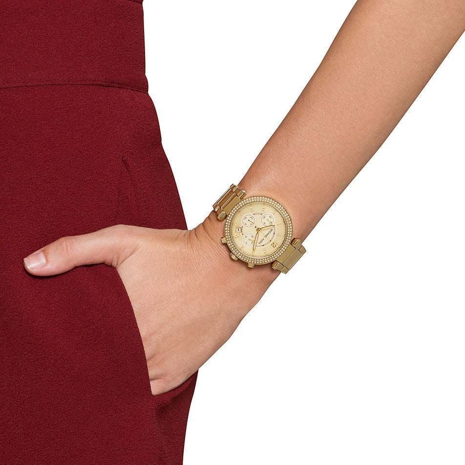 Michael Kors MK5354 Parker Women’s Gold Dial Gold-Tone Chronograph Watch