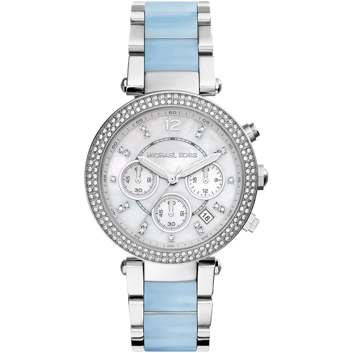 Michael Kors MK6138 Parker Women’s Mother of Pearl Dial Silver Chronograph Watch