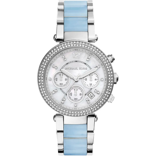 Michael Kors MK6138 Parker Women’s Mother of Pearl Dial Silver Chronograph Watch