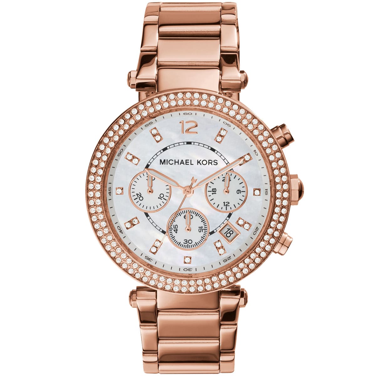 Michael Kors MK5491 Parker Women’s Mother of Pearl Dial Rose Gold Stainless Steel Chronograph Watch