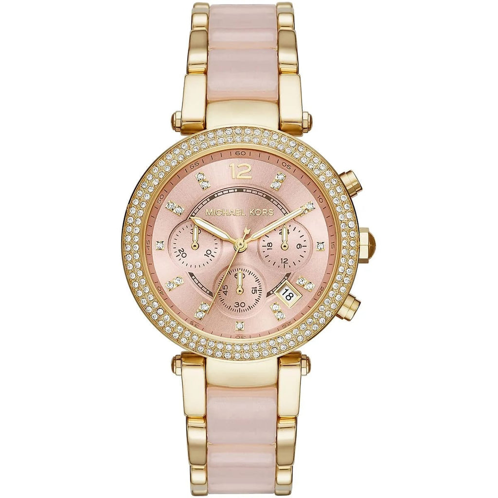 Michael Kors MK6326 Parker Women’s Blush Dial Gold Stainless Steel Chronograph Watch