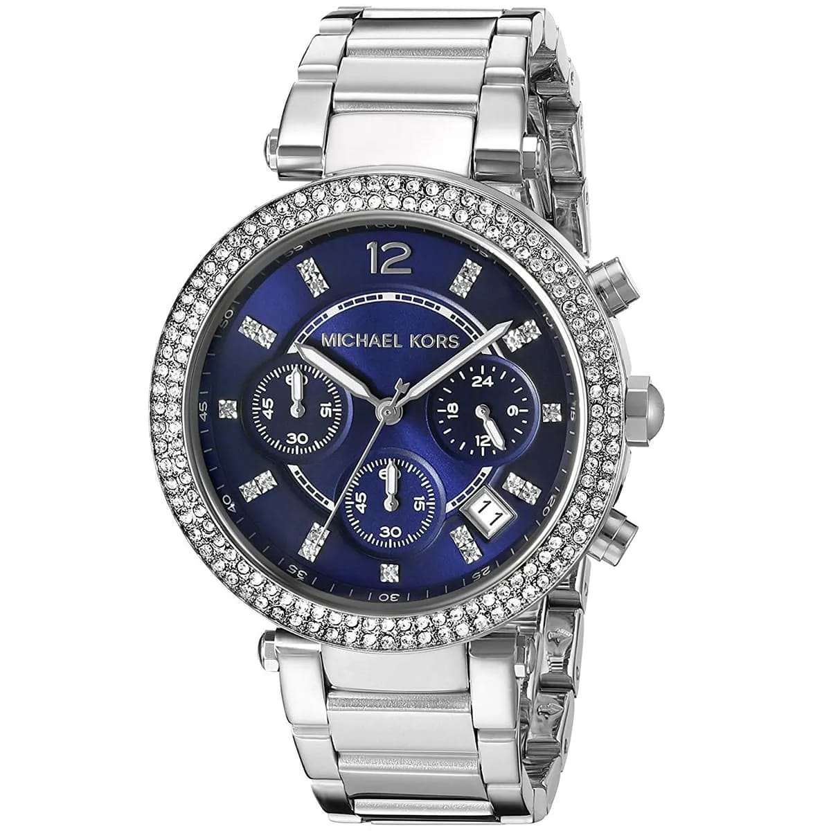 Michael Kors MK6117 Parker Women’s Blue Dial Silver Stainless Steel Chronograph Watch