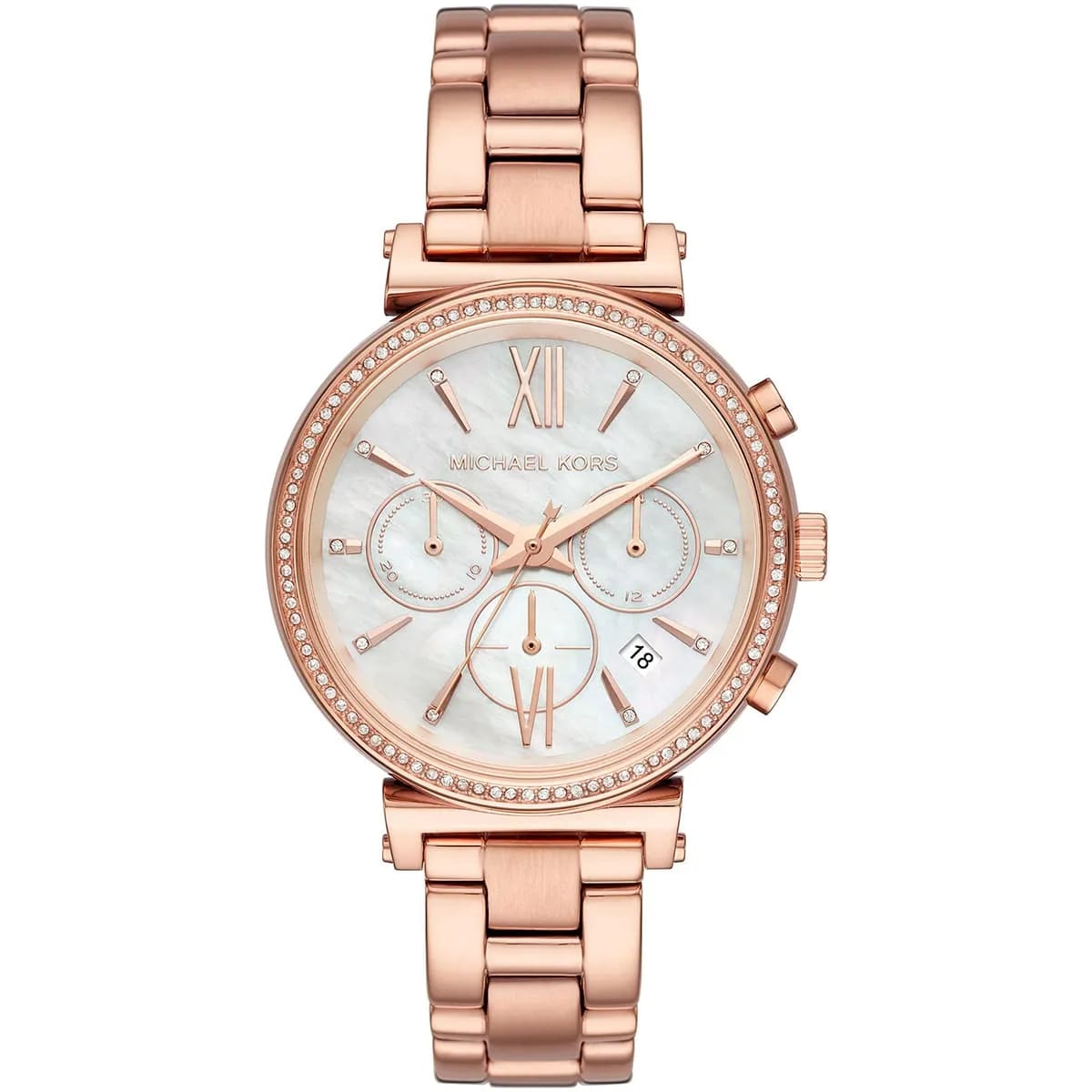 Michael Kors MK6576 Sofie Women’s Mother of Pearl Dial Rose Gold Chronograph Watch