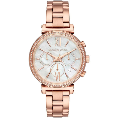 Michael Kors MK6576 Sofie Women’s Mother of Pearl Dial Rose Gold Chronograph Watch
