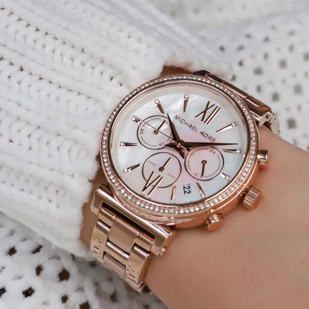 Michael Kors MK6576 Sofie Women’s Mother of Pearl Dial Rose Gold Chronograph Watch