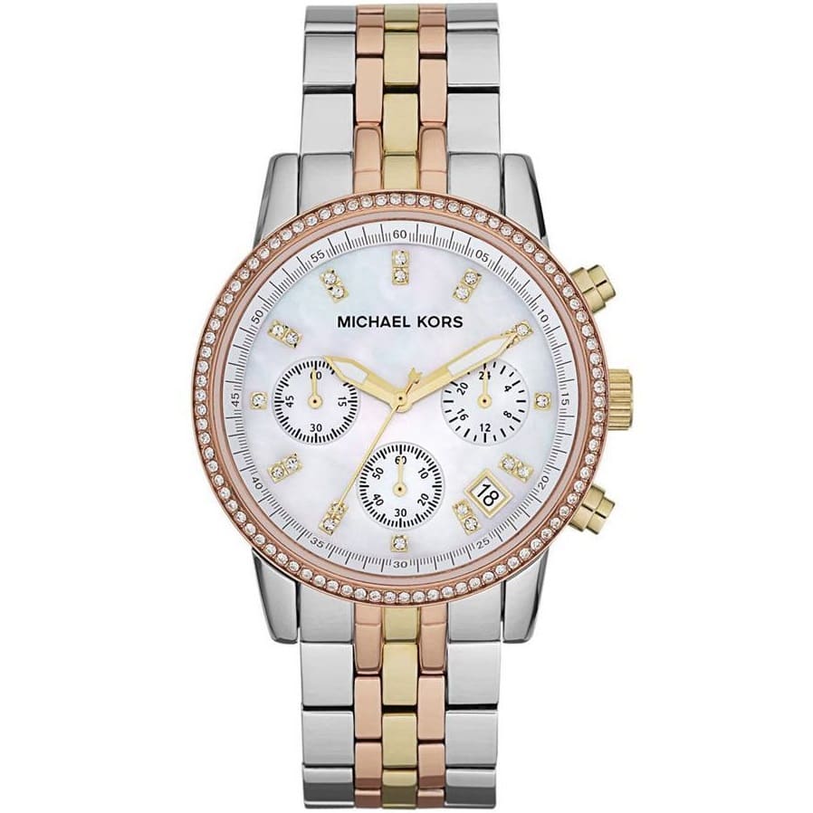 Michael Kors MK5650 Ritz Women’s Mother of Pearl Dial Two-Tone Chronograph Watch