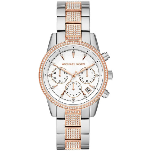 Michael Kors MK6651 Ritz Women’s Silver Dial Two-Tone Stainless Steel Chronograph Watch