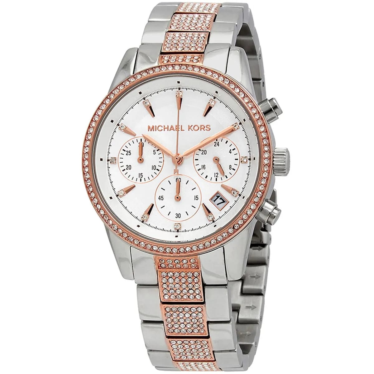 Michael Kors MK6651 Ritz Women’s Silver Dial Two-Tone Stainless Steel Chronograph Watch