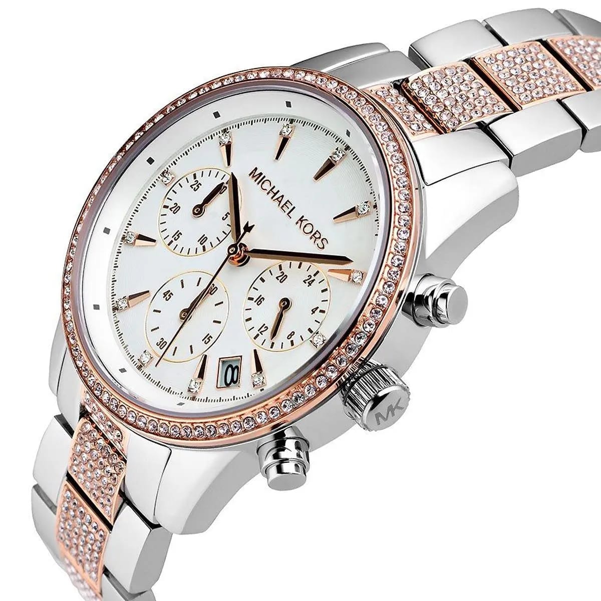 Michael Kors MK6651 Ritz Women’s Silver Dial Two-Tone Stainless Steel Chronograph Watch