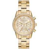 Michael Kors MK6597 Ritz Women’s Gold Dial Gold Stainless Steel Chronograph Watch