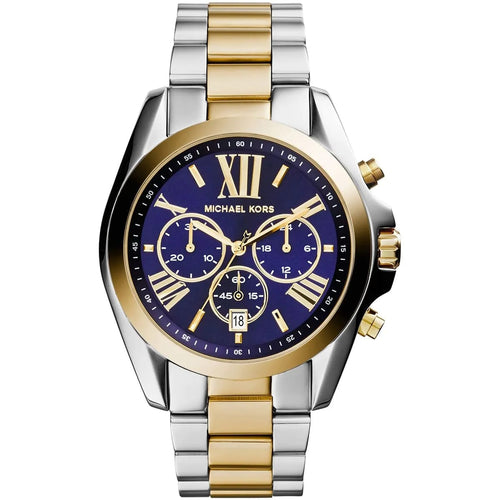 Michael Kors MK5976 Bradshaw Women’s Navy Dial Two-Tone Stainless Steel Chronograph Watch
