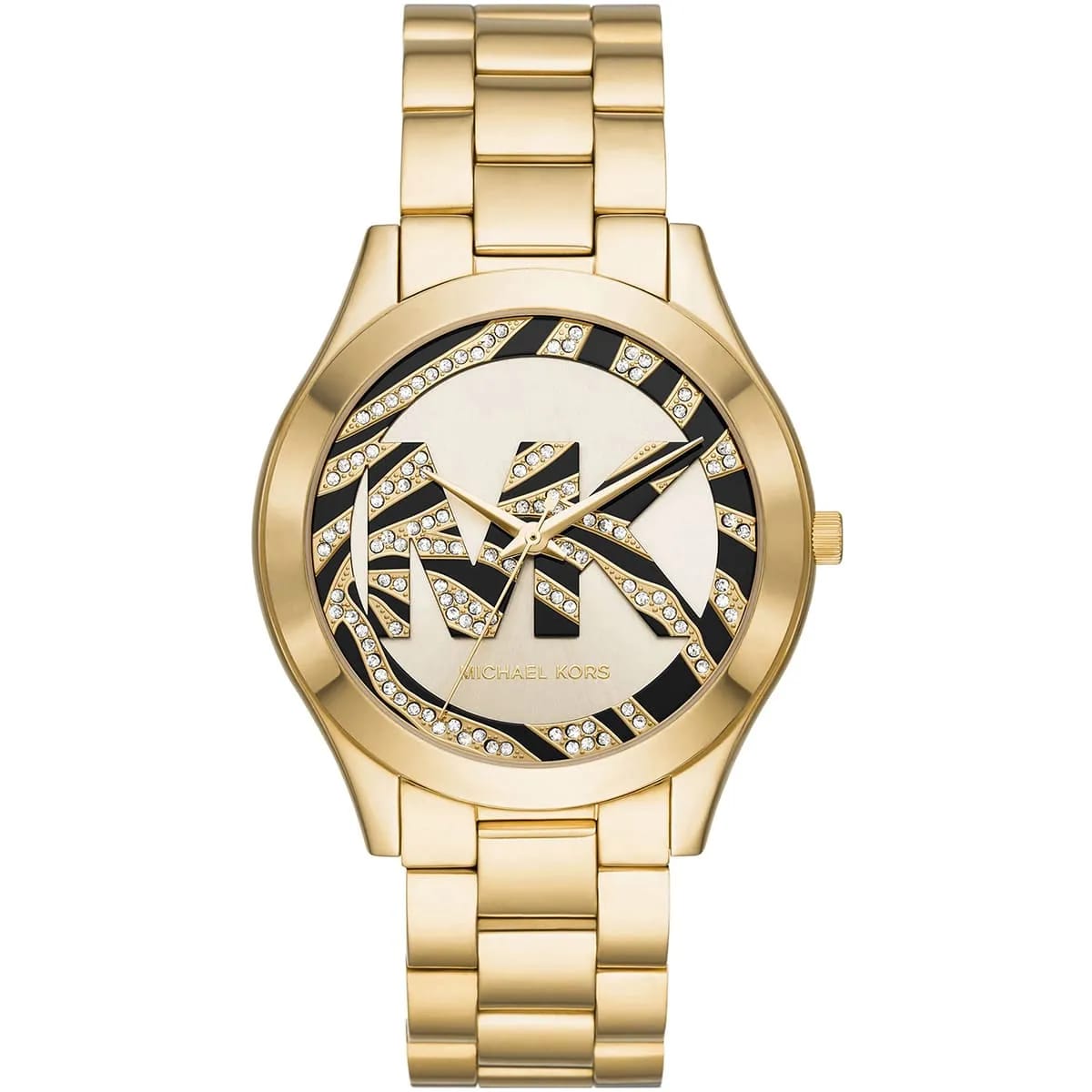 Michael Kors MK4561 Slim Runway Women’s Gold Crystal Logo Dial Stainless Steel Watch