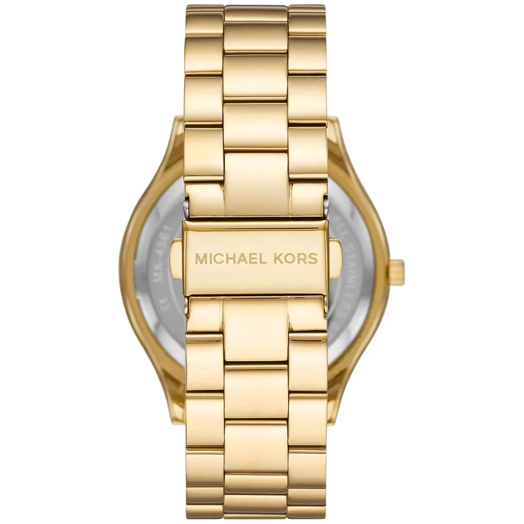 Michael Kors MK4561 Slim Runway Women’s Gold Crystal Logo Dial Stainless Steel Watch