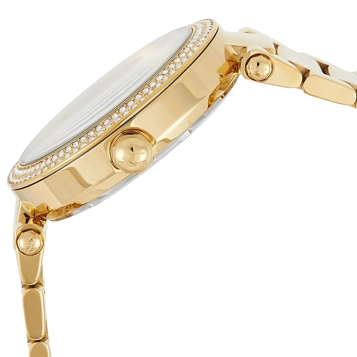 Michael Kors MK5784 Parker Women’s Gold Crystal Bezel MK Logo Dial Stainless Steel Watch