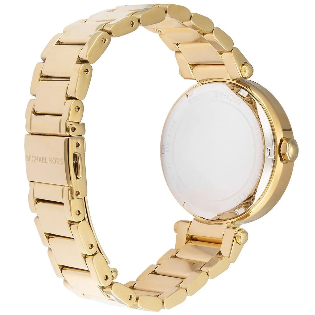 Michael Kors MK5784 Parker Women’s Gold Crystal Bezel MK Logo Dial Stainless Steel Watch