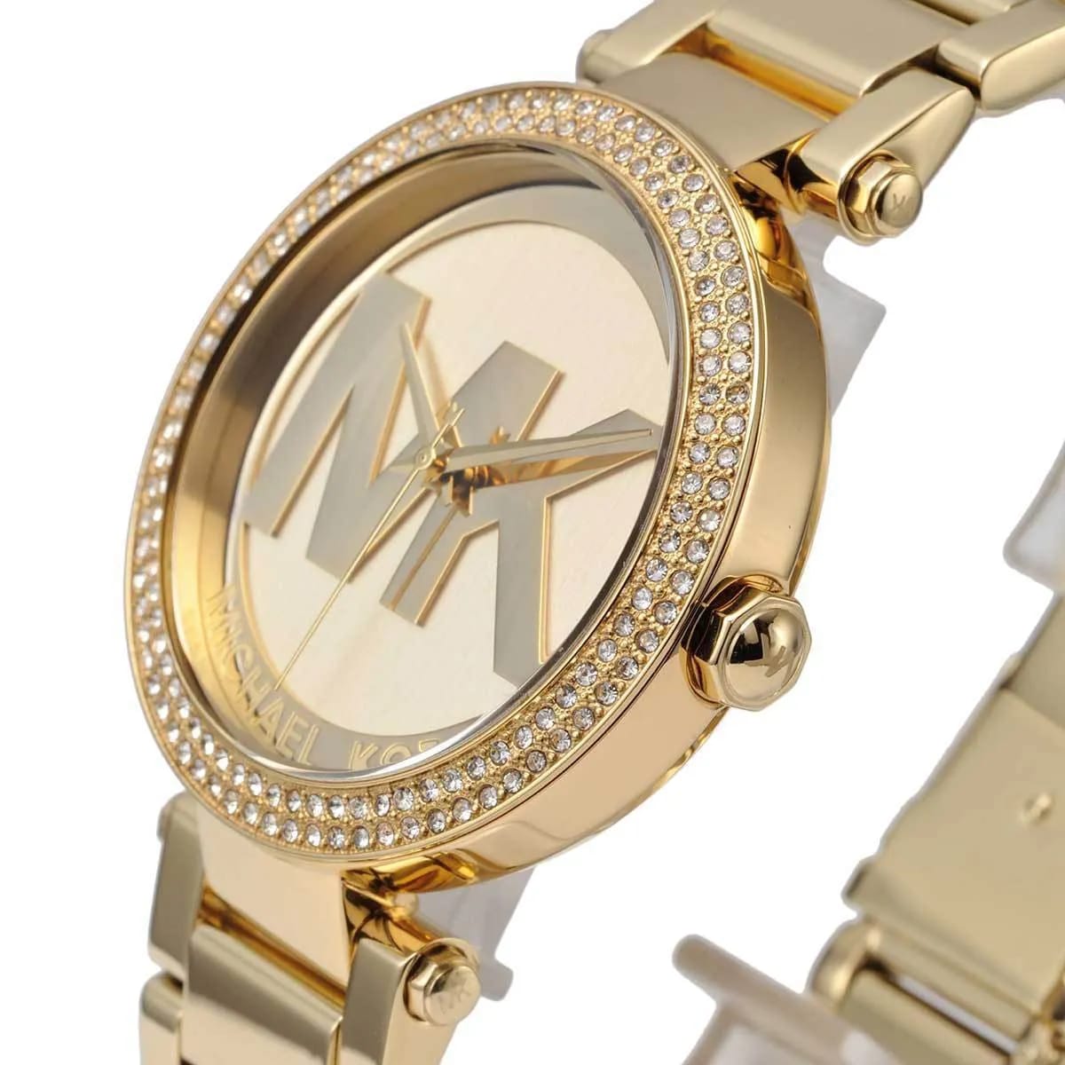 Michael Kors MK5784 Parker Women’s Gold Crystal Bezel MK Logo Dial Stainless Steel Watch