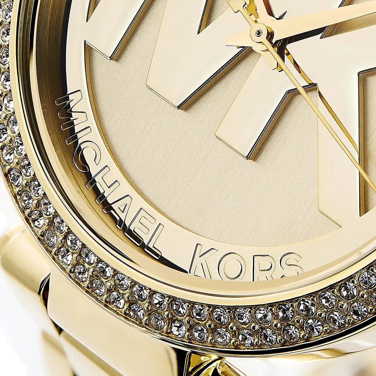 Michael Kors MK5784 Parker Women’s Gold Crystal Bezel MK Logo Dial Stainless Steel Watch
