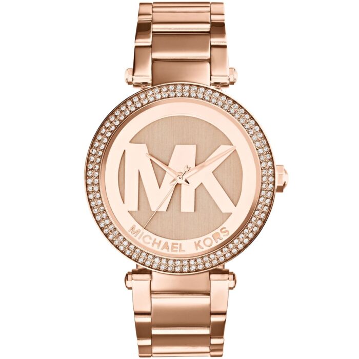 Michael Kors MK5865 Women’s Rose Gold Dial Rose Gold Stainless Steel Crystal MK Logo Watch
