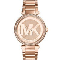 Michael Kors MK5865 Women’s Rose Gold Dial Rose Gold Stainless Steel Crystal MK Logo Watch