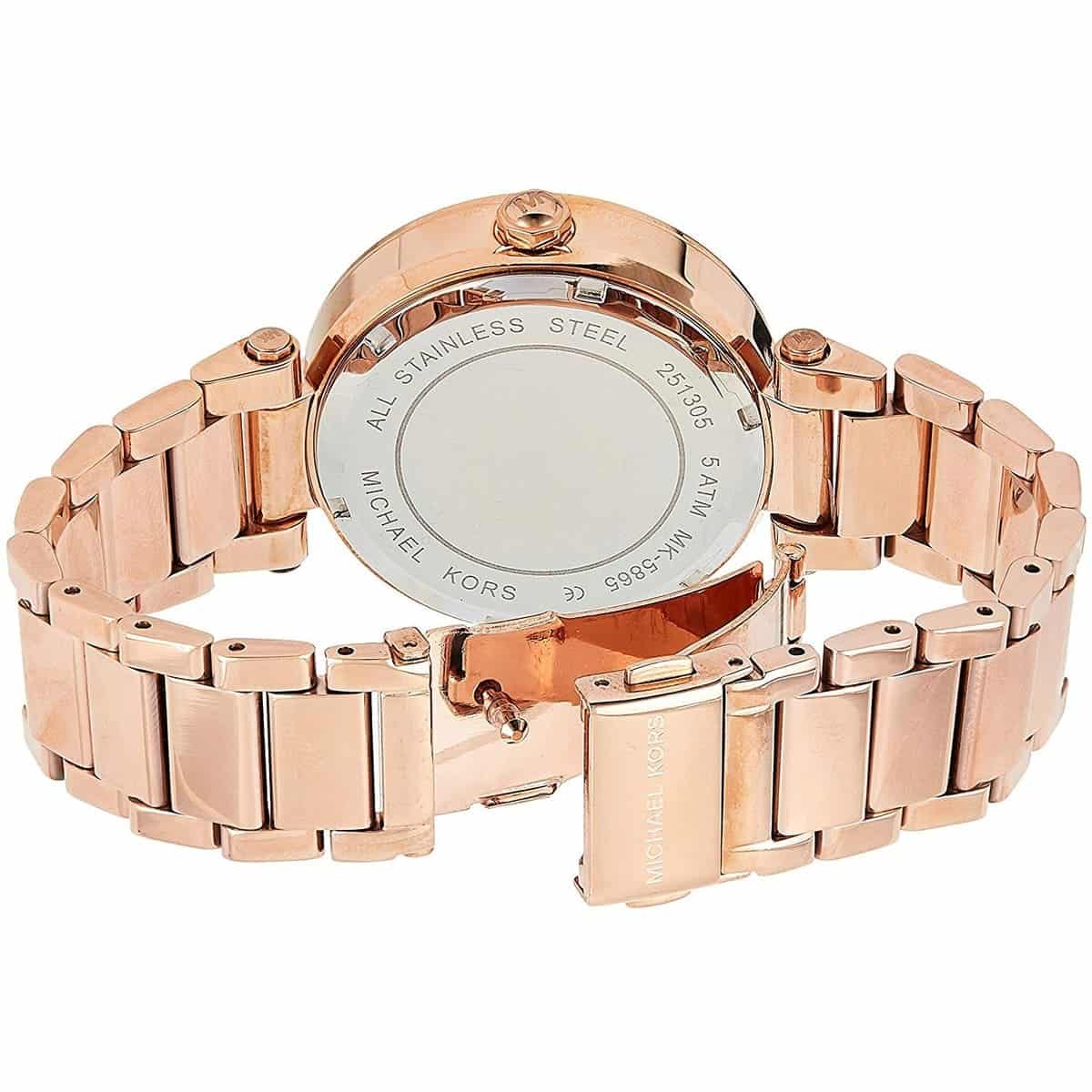 Michael Kors MK5865 Women’s Rose Gold Dial Rose Gold Stainless Steel Crystal MK Logo Watch