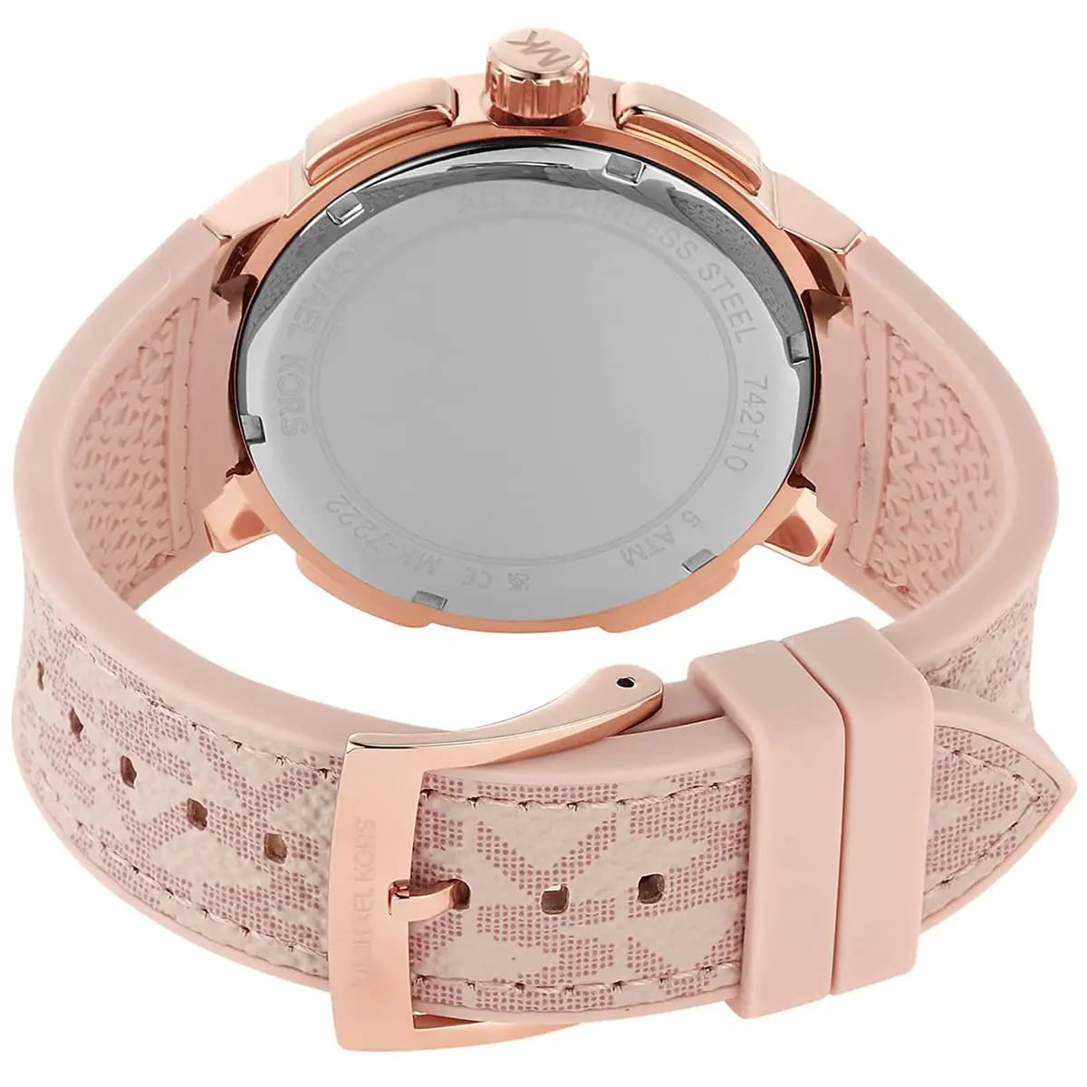 Michael Kors MK7222 Women’s White Dial Pink Logo Strap Rose Gold Multi-Function Watch