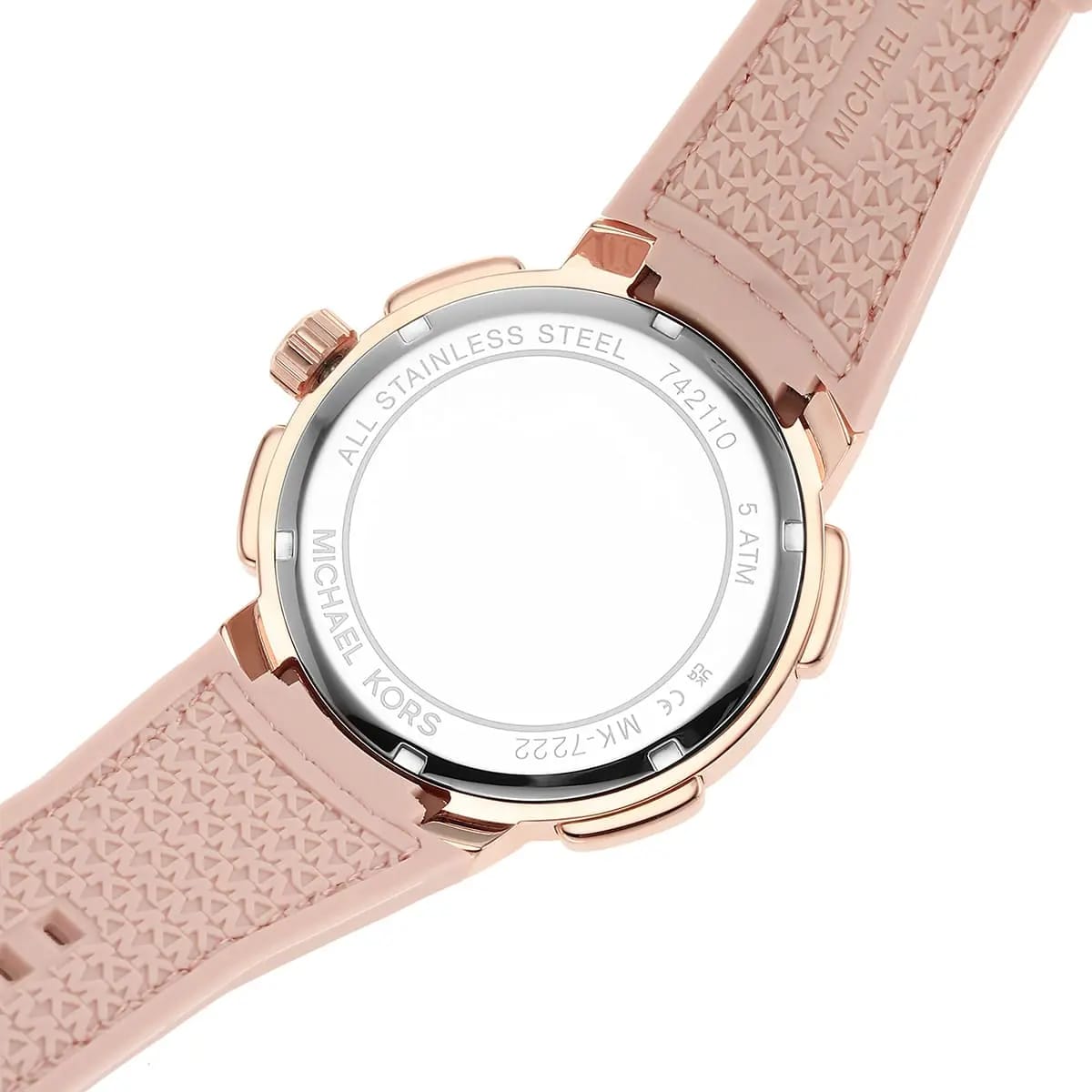 Michael Kors MK7222 Women’s White Dial Pink Logo Strap Rose Gold Multi-Function Watch
